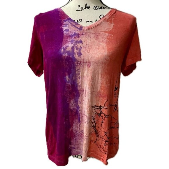 Y2K ART OF CLOTH T-SHIRT HAND DYED SHIRT MADE IN USA Sz S HIPPIE GROOVE - Picture 1 of 16